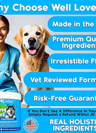 Calming Chews for Dogs - Dog Calm Treats, Made in USA, Vet Developed, Behavior Support, Stress, Separation, Fireworks, Travel, Melatonin, Natural & Holistic, 90 Count