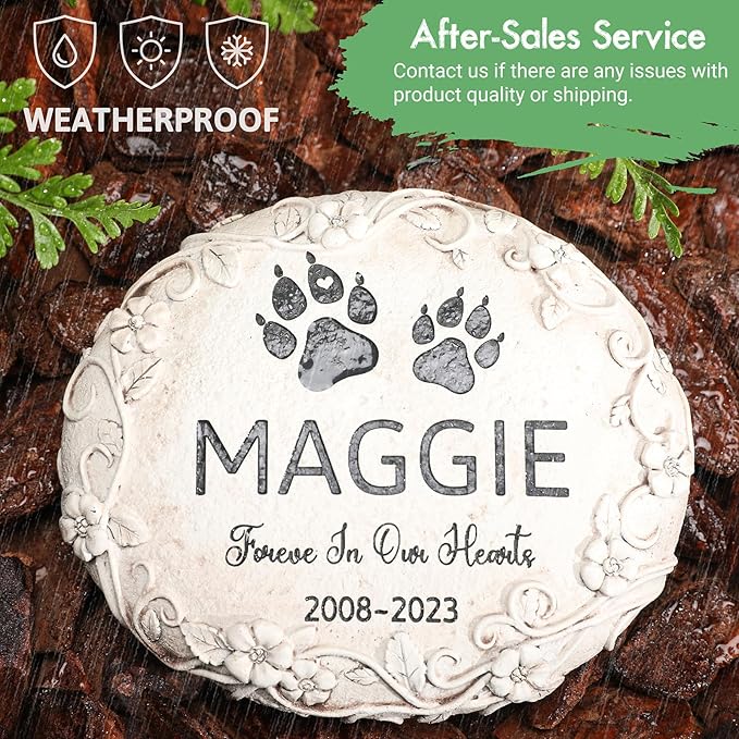 Personalized Pet Memorial Stone – Custom Engraved Headstone for Dog, Cat, Rabbit & Small Animals – Outdoor Grave Marker for Garden or Yard, Pet Tombstone for Loss of Beloved Pet