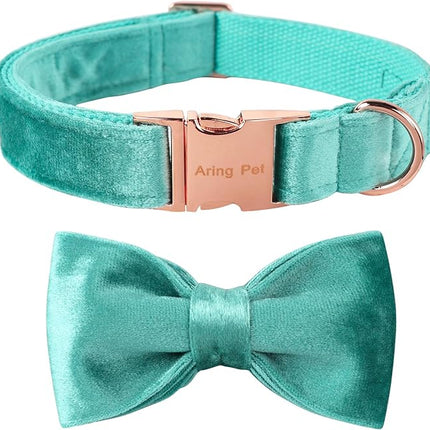 ARING PET Bowtie Dog Collar-Velvet Dog Collars with Removable Bowtie, Cute & Comfortable Dog Collar.
