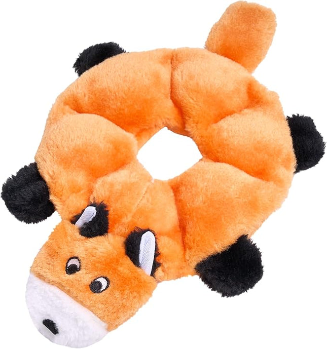 ZippyPaws Loopy - No Stuffing Dog Toys to Keep Them Busy, for Small, Medium, & Large Dogs, Squeaky Pet Toy for Boredom, Unstuffed Chew Toy, Soft Plush Puppy Products, Fox - 10"