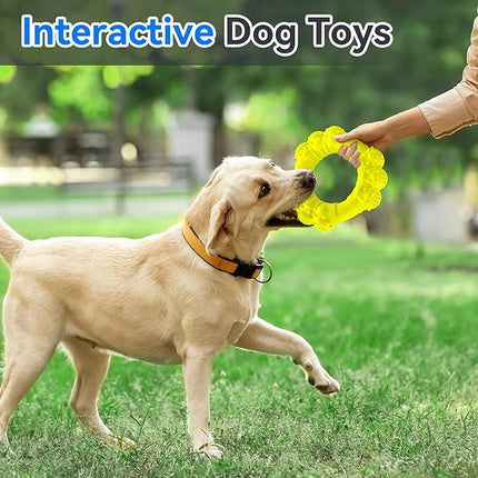 Indestructible Dog Chew Ring Toys for Aggressive Chewers, Super Chewer Dogs Toy for Medium Large Dogs, Puppy Teething Rings for Relax, Interactive Dog Toy, Heavy Duty Teething Toys