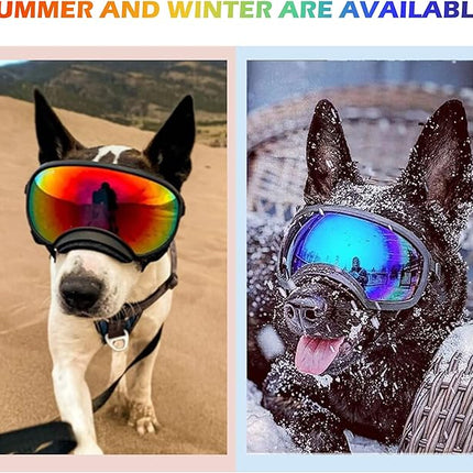 Large Dog Sunglasses with Adjustable Strap UV Protection, Winproof Dog Puppy Sunglasses, Suitable for Medium-Large Dog Pet Glasses, Dogs Eyes Protection(Colorful)