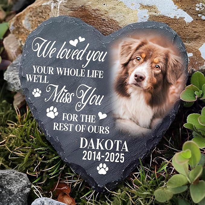 Personalized Dog Memorial Gifts for Loss of Dog, Custom Pet Memorial Stone with Photo Name Date, Stones for Dogs, Gift for Cat Lovers, Bereavement Sympathy Gift for Pet Lover, Quote 6