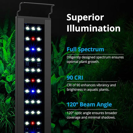 NICREW C10 Plants LED Aquarium Light, 18-24 in, 13 Watts, Full Spectrum Fish Tank Light with Timer, Day and Night Cycle, Brightness Adjustable