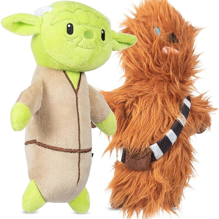 STAR WARS for Pets 2piece Multipack Dog Toys, YODA and Chewbacca Bobo Style Dog Toys Plush Toys Fabric Plush Dog Toy, Squeaky