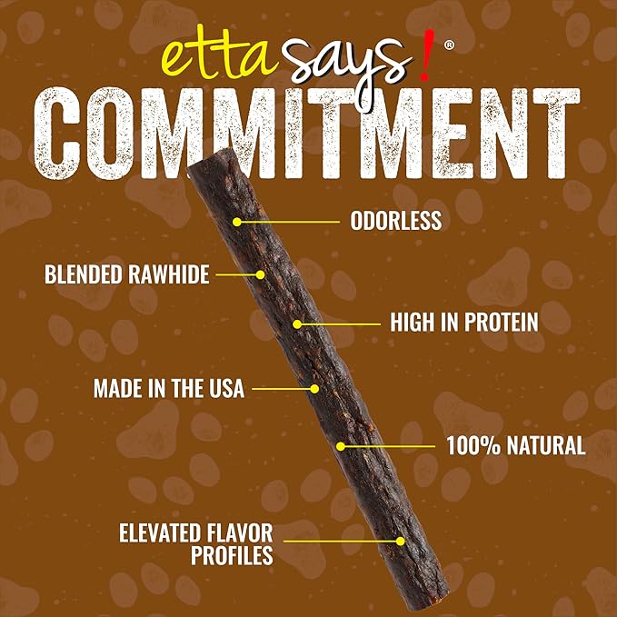 etta says! Premium Crunchy 7" Buffalo Dog Chews - Grain-Free Dog Treats, Good for Teeth, Easy to Digest - Made in The USA (20 Count Pack of 1)