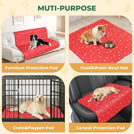 Fostanfly Washable Pee Pads for Dogs, 2 Pack Reusable Super Absorbent Non-Slip & Leak-Proof 63"x63" for Whelping, Extra Large Potty Training for Puppy, Christmas & New Year's Essential for Dogs, Red