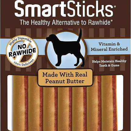 SmartBones SmartSticks With Real Peanut Butter 12 Count, Rawhide-Free Chews For Dogs
