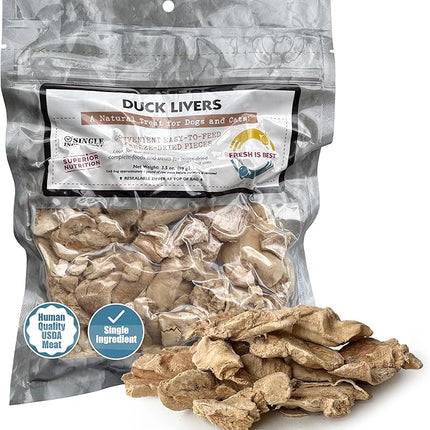 Fresh Is Best Freeze Dried Dog Treats – Raw Freeze Dried Cat Treats in Resealable Zipper Bag – High-Protein Duck Livers for Dogs & Cats – Made in The USA