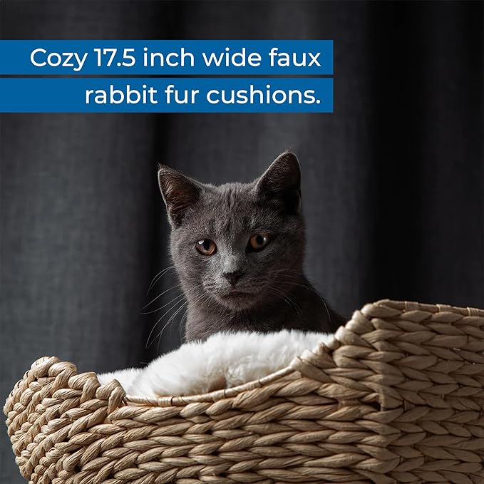 Habitat Haven The Bungalow Cat Tree - Luxury Cat Condo, Large Modern Indoor Tower with 2 Faux Fur Beds, Scratching Posts, Toys, and Den for Cats, 23.5-Inch Width x 18-Inch Depth x 43-Inch Height