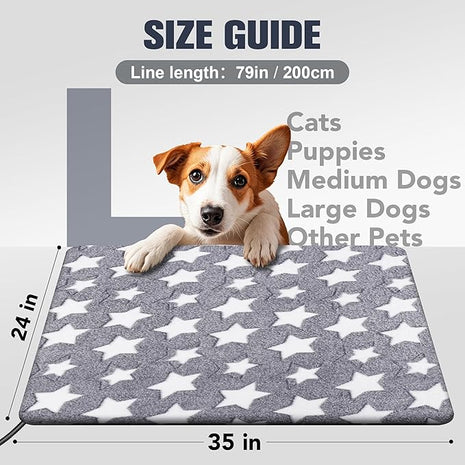 Cat Heating Pad, Waterproof Pet Heating Pad for Cats Dog Indoor, 11 Adjustable Temperature Cat Warming Bed Mat with Timer, Indoor Heated Bed with Chew Resistant Cord (L: 35'' L X 24'' W)