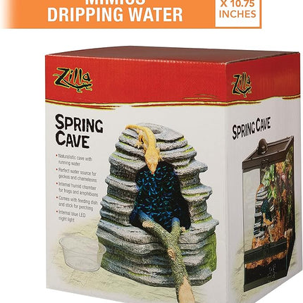 Zilla Spring Cave Décor with Blue LED, Rain Chamber, One Size, ECOM