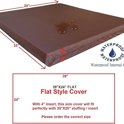 Dogbed4less 2 Pack Internal Duvet Case Waterproof Zipper Dog Bed Cover for Small Medium 35"x20"X4" Memory Foam Pad Pet Bed - 39"X24" Flat