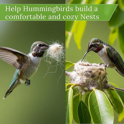 Bird Nesting Material – Hummingbird Nesting Material - Natural Nest Bedding Refill for Hummingbirds Parakeets Finches Canaries Wrens Wild Birds – Ideal Supplies for Cages Gardens Nesting Boxes 3.6 oz