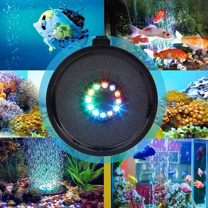 Aquarium Bubble LED Lights RGBW, TOPBRY Remote Controlled Air Stone Disk, with 16 Color Changing, 4 Lighting Effects for Fish Tank Decorations