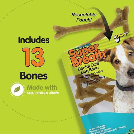 Fido - Super Breath Dental Care Bones for Dogs - 13 Count Small Dog Dental Treats for Small Dogs (Made in USA) - Tasty Dog Dental Chews Help Reduce Plaque, Tartar Buildup, and Freshens Breath