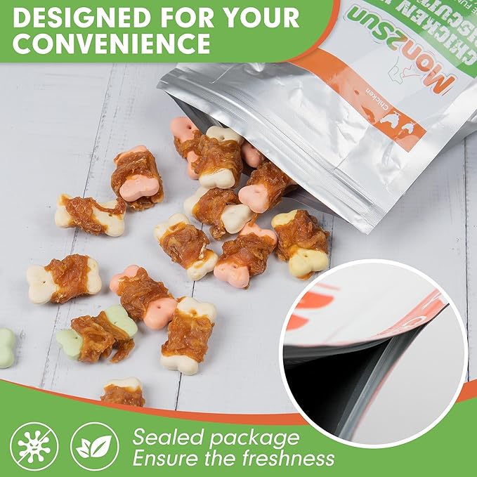 MON2SUN Dog Treats, Mini Chicken Wrapped Biscuits with Added Vitamins, Healthy Training Snacks for Small Medium and Large Dogs, 21.16oz