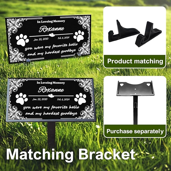 Pet Memorial Stones for Dogs & Cats, Personalized Dog Memorial Plaques for Pet Grave Stones for Outdoor - Cats Headstones, Tombstones for Grave Markers with Photo (Text Only)
