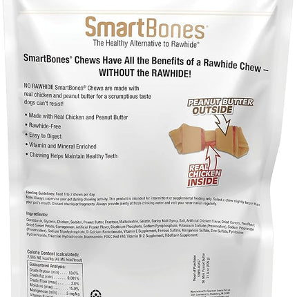 SmartBones Mini Bones with Real Peanut Butter 56 Count, Rawhide-Free Chews for Dogs (Pack of 2)