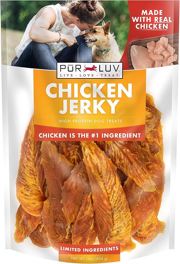 Chicken Jerky Dog Treats, Made with 100% Real Chicken Breast, 16 Ounces, Healthy, Easily Digestible, Long-Lasting, High Protein, Satisfies Dog's Urge to Chew