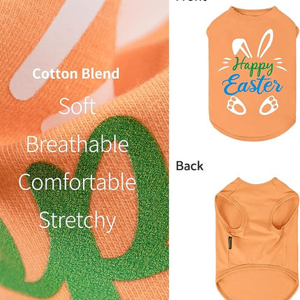 Fitwarm Happy Easter Bunny Dog Shirt, Easter Dog Clothes for Small Dogs Boy Girl, Cute Pet Outfit, Green, Blue, White, Orange, XXL