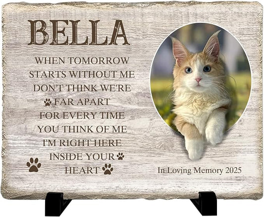 Personalized Pet Memorial Stone, Custom Dog Memorial Gifts for Loss of Dog with Photo Name Date, Dog Remembrance Gift, Loss of Dog Sympathy Gift for Dog Cat Lovers (Quote 11)