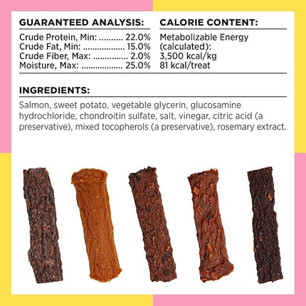 BIXBI Hip & Joint Support Salmon Jerky Dog Treats, 10 Oz - USA Made Grain Free Dog Treats - Glucosamine, Chondroitin for Dogs - High in Protein, Antioxidant Rich, Whole Food Nutrition, No Fillers