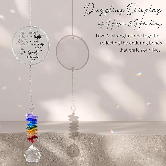 Pet Memorial Suncatcher - Dog Cat Loss Sympathy Gift - Rainbow Crystal Prism - Bereavement Keepsake - Pet Lover Gift - Daily Remembrance - Suncatcher Ornament