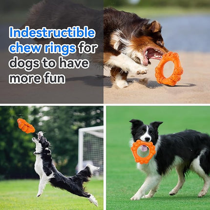 Indestructible Dog Chew Ring Toys for Aggressive Chewers, Super Chewer Toy for Medium Large Dogs, Puppy Teething Rings, Interactive Ring for Boredom,Heavy Duty Dog Teething Toys
