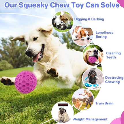 Interactive Squeaky Dog Balls, Dog Toys for Aggressive Chewers Large Breed for Relieving Anxiety, Tough Dog Chew Toys Balls for Aggressive Chewers, Outdoor Squeaky Cognitive Dog Toys