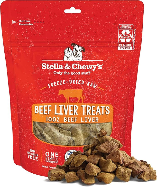 Stella & Chewy's Freeze-Dried Raw Beef Liver Dog Treats - Single Ingredient, No Additives - Premium Training Treats - Perfect For Picky Eaters - 3oz Bag