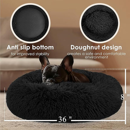 Extra Large Dog Beds, 36 Inch Human Dog Anxiety Relief Comfort Bed, Indestructible & Chew Proof Pet Beds (Black)