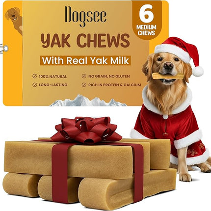 Dogsee Original Yak Cheese Himalayan Dog Chews 1lb (Medium - 6 Bars) | 100% All Natural | Dog Treats Medium Breed | Dog Chews Long Lasting for Aggressive Chewers | High Protein | Dental Sticks