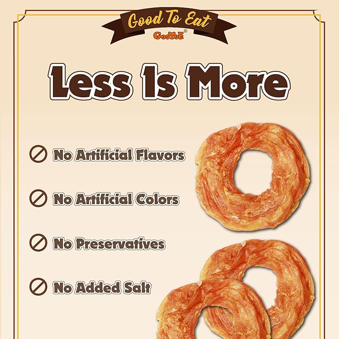 Gootoe Turkey Tendon Dog Treats, Ring (M) 1 lb, USA-Sourced Turkey Tendon, Natural Snack, Premium Puppy Chews, Hypoallergenic, Rawhide Free, Reseal Value Bag, Size for Medium Dogs