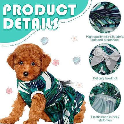 LEIFIDE 8 Pcs Summer Themed Hawaii Dog Dresses Holiday Flamingo Fruit Floral Pattern Pet Skirts Hawaii Puppy Princess Dresses Outfits Bowknot for Girl Dogs Cats Beach(Large)