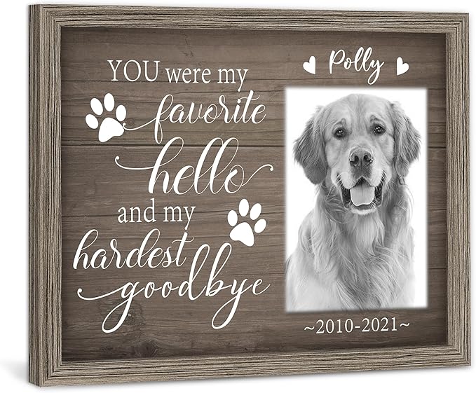 Custom Pet Memorial Gifts for Loss of Dog Cat, Personalized Pet Photo Canvas with Frame for Pet Dog Cat Lovers, Wall Art Home Decor with Name and Text, Customized Pet Loss Sympathy Gifts