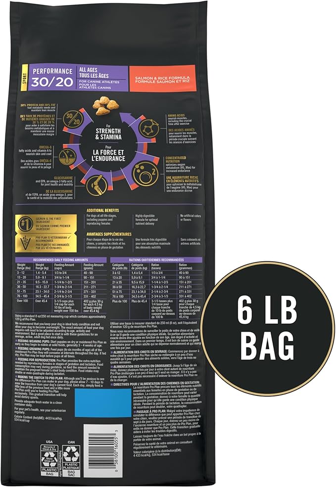 Purina Pro Plan High Protein Dog Food, Sport 30/20 Salmon and Rice Dog Food Dry Formula - 6 lb. Bag