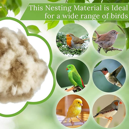 Bird Nesting Material – Hummingbird Nesting Material - Natural Nest Bedding Refill for Hummingbirds Parakeets Finches Canaries Wrens Wild Birds – Ideal Supplies for Cages Gardens Nesting Boxes 3.6 oz