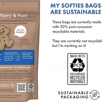 Buddy Biscuit Softies 20 oz Pouch, Soft & Chewy, Natural Bacon and Cheese Flavor Dog Treats, Oven Baked in the USA