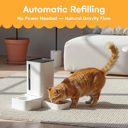 Automatic Feeder for Dogs and Cats - Gravity Feeder Bowl - Pet Water Dispenser -12.5 x 12.5 x 12.2 inches - Self-Feeding Food Dispenser for Small to Large Pets - Dry Food Station
