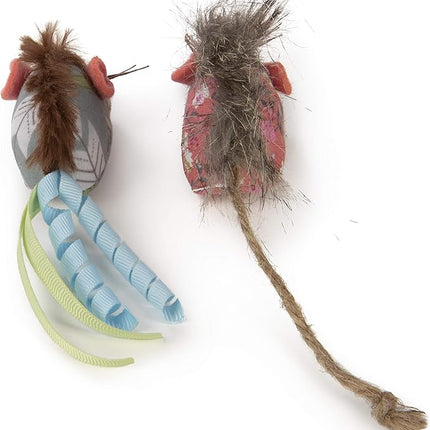 Petlinks (2 Count) HappyNip Mohawk Mice Cat Toys, Contains Silvervine & Catnip - Blue/Pink, 2 Count