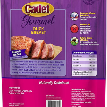 Cadet Gourmet Duck Breast Jerky Dog Treats, Healthy, Long-Lasting High-Protein Training Treats for Small & Large Dogs, 28 oz.
