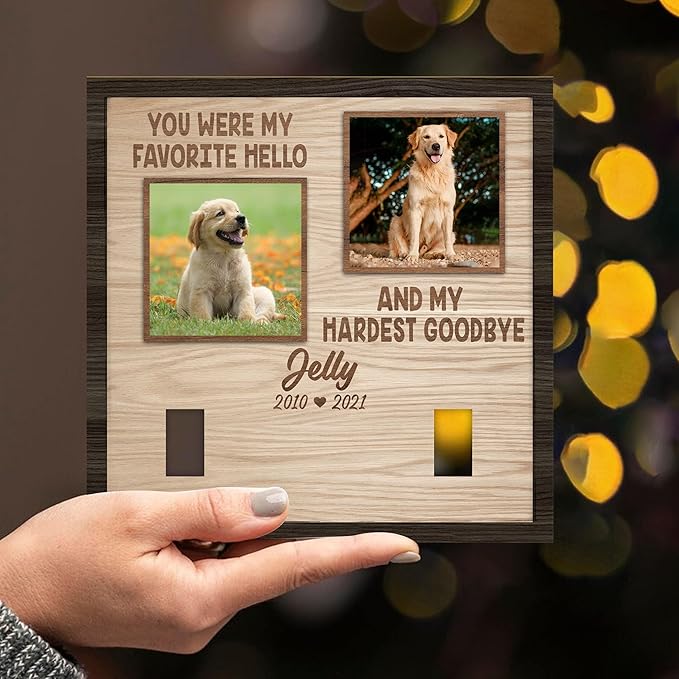 Nazenti Personalized Dog Memorial Picture Frame, Pet Loss Gift, Custom Sympathy Gifts for Loss of Dog, Pet Memorial Frame with Collar Holder, Cat Condolences Gift, Dogs Sign Bereavement Gifts