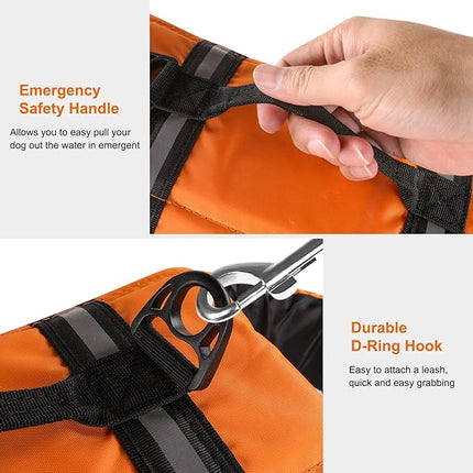 HAOCOO Dog Life Jacket Vest Saver Safety Swimsuit Preserver with Reflective Stripes/Adjustable Belt Dogs?Orange,S