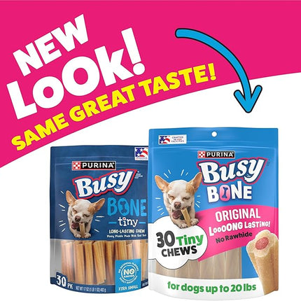 Purina Busy Bone Adult Toy Breed Dog Chew Bone Treats, Tiny - 30 ct. Pouch