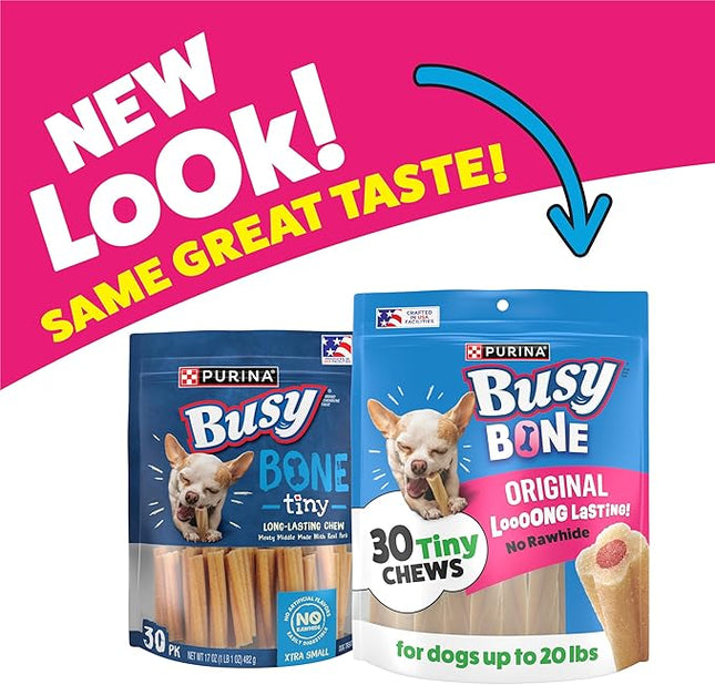 Purina Busy Bone Adult Toy Breed Dog Chew Bone Treats, Tiny - 30 ct. Pouch