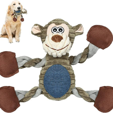 Dog Toys for Large Dog - Plush Squeaky Medium & Small Dog Toys - Stuffed Animals Puppy Toys - Funny Cute Dog Toys for Dog Birthday Presents (Monkey)