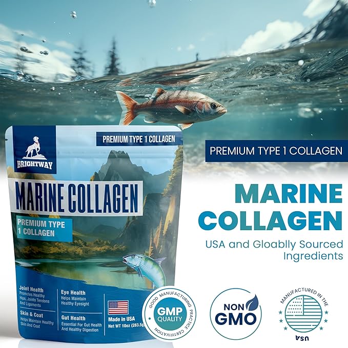 Wild Caught Marine Pet Collagen for Dogs, Peptide for Dogs - Improves Gut, Skin & Coat Health, Allergies, Pet Mobility Hip & Joint Supplement Health