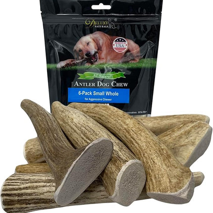 6-Pack Small Whole Elk Antler Dog Chews (5 to 7+ in) – Long Lasting Natural Dog Chew Bones for Small Dogs Under 20 lbs, Aggressive Chewers, Teeth Cleaning, No Rawhide