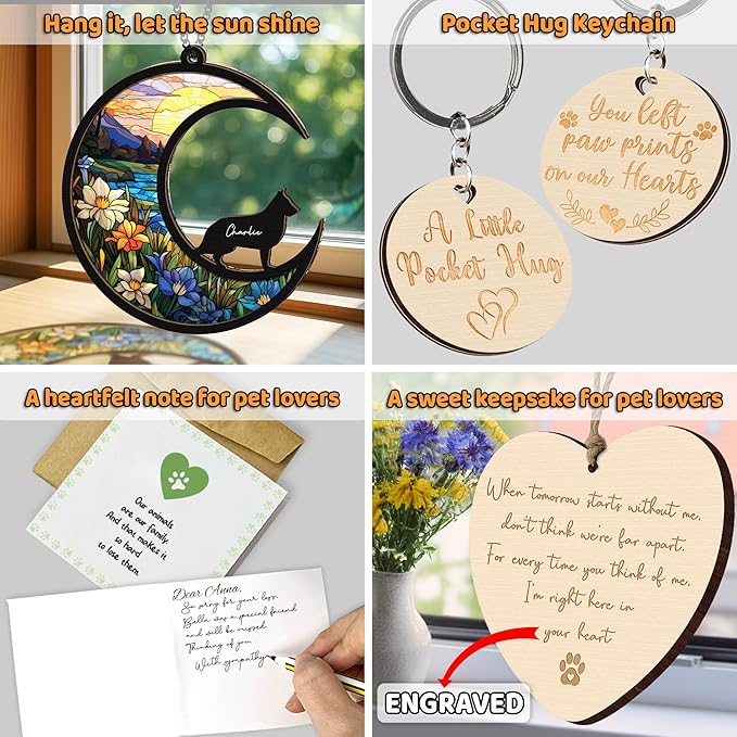 6'' German Shepherd Memorial Suncatcher, Personalized Name, Pet Ornament Window Car Hanging, Sympathy Gift for Loss of Pet, Passed Away Remembrance Gift for Dog Lovers 05-SS1